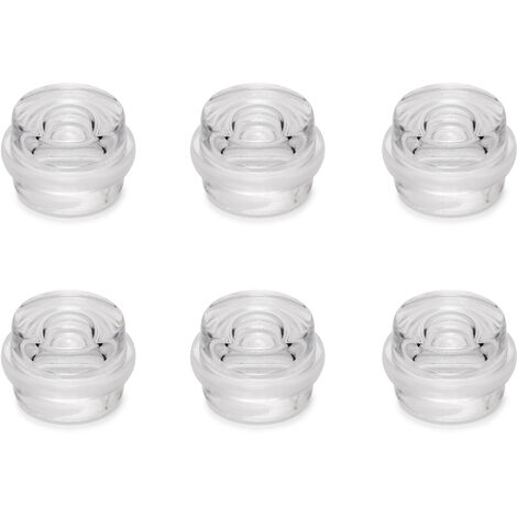 Emuca Lot de 6 butées de porte cylindriques adhésives, fixation au sol, Plastique, Transparent (1/7)