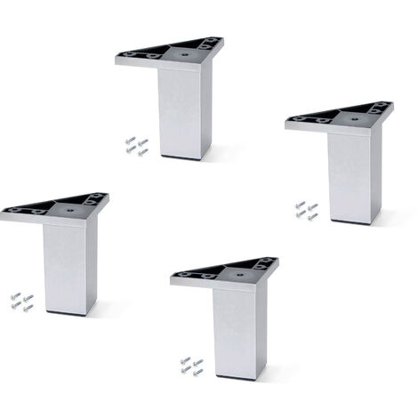Emuca Lot de 4 pieds pour meuble Alumix 1, hauteur 100mm, Plastique, chromé