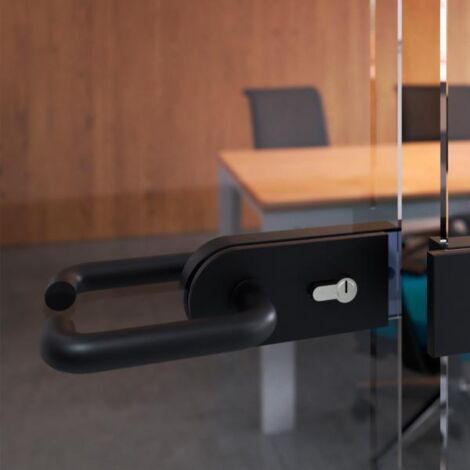 Emuca Poignées pour serrures de portes en verre pour intérieur, Modèle en U, Aluminium, Noir (1/5)