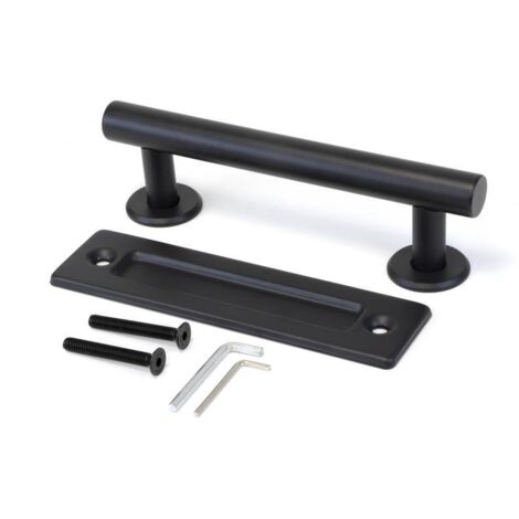Emuca Poignée pour portes coulissantes en bois Pasadena, Longueur 240 mm, entraxe 180 mm, Acier, Noir texturé (1/10)