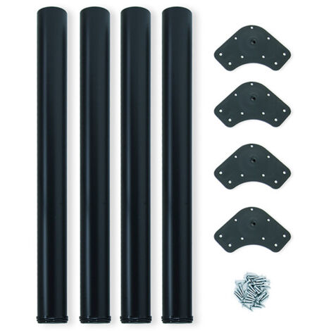Emuca – Pieds de table réglables 2034214 – Lot de 4 – Acier peint noir – Hauteur réglable 830-850mm – Diamètre 60mm – Capacité 50kg par pied