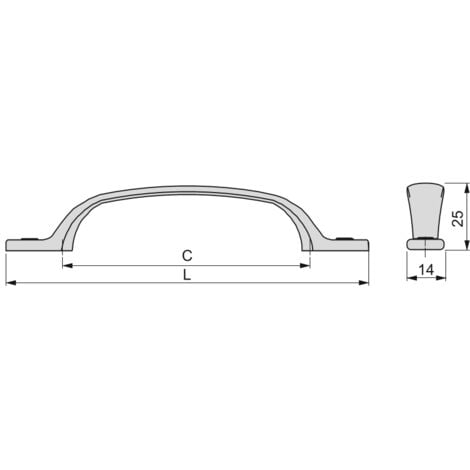 Emuca Poignée pour meubles Nairobi, L139mm, entraxe 96mm, Zamak, Bronze