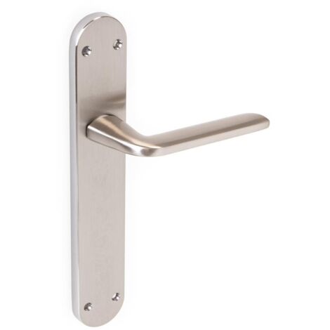 Emuca Jeu de Sydney set de poignées de porte intérieures, avec plaque 43x250mm, Aluminium et Zamak, Nickel satiné (1/5)