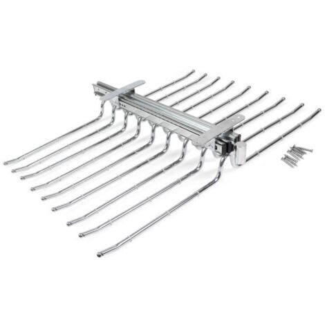 Emuca – Porte-pantalons double amovible Self pour armoire – Capacité 18 pantalons – Acier chromé – Guides d’extraction totale
