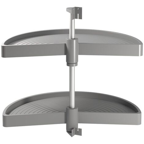 Emuca – Plateaux tournants demi-lune pour module de 900mm – Plastique recyclable et aluminium – Capacité 20 kg par plateau – Installation facile