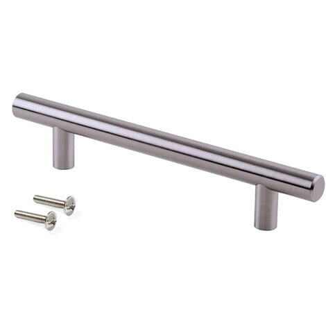 Emuca Poignée pour meubles Orlando, L188mm, entraxe 128mm, Acier, Nickel satiné