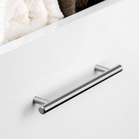 Emuca Poignée pour meubles Orlando, L188mm, entraxe 128mm, Acier, Nickel satiné
