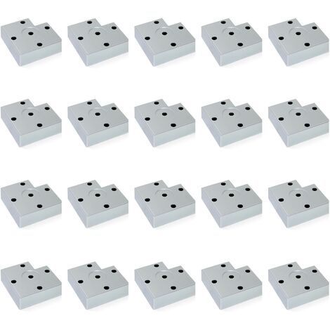 Emuca Lot de 20 pieds pour meuble Alumix 7, hauteur 15mm, Plastique, Peint en aluminium