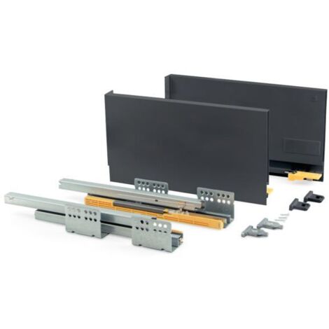 Emuca – Tiroir extérieur 30kg – Coulisses à extraction totale – Hauteur 138mm, profondeur 450mm – Acier gris anthracite