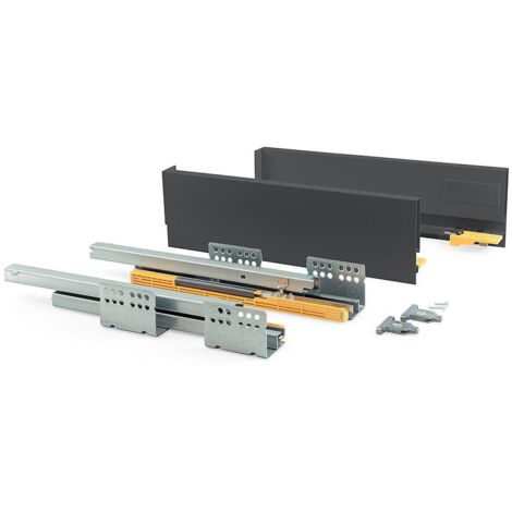 Emuca – Kit de tiroir pour cuisine – Coulisses à sortie totale – Capacité de charge 30 kg – Hauteur 105 mm, profondeur 400 mm – Acier gris anthracite
