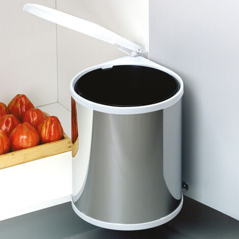 Emuca 8035865 poubelle de cuisine 13L blanc gris acier