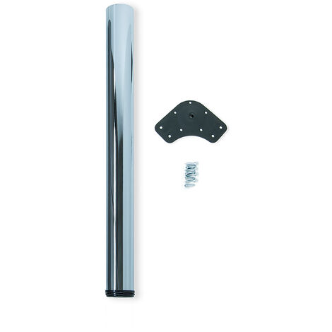 Emuca – Pied de table réglable en acier chromé – Diamètre 60mm – Hauteur 870-890mm – Capacité de charge 50kg – Montage facile avec vis fournies