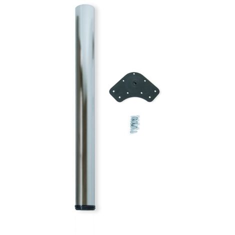 Emuca Pied de table, diamètre 60mm, H 870mm, Acier, Nickel satiné