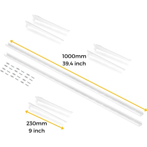 Emuca Kit de pour 3 étagères avec consoles murales Jagmet et supports muraux, longueur 230mm, Acier, Peint en blanc