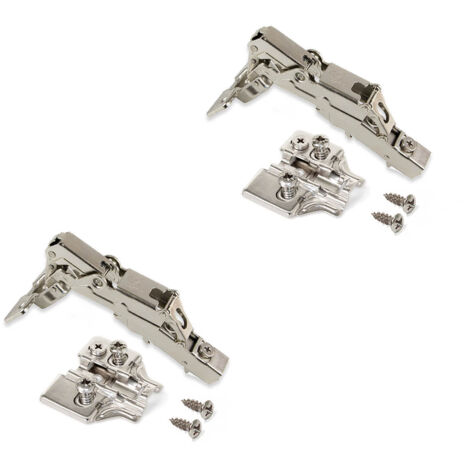 Emuca – Lot de 2 charnières droites X91 165º avec amortisseur – Acier nickelé – Embases Euro – Réglables en 3 dimensions