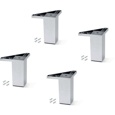 Emuca Lot de 4 pieds pour meuble Alumix 1, hauteur 100mm, Plastique, Gris métallisé