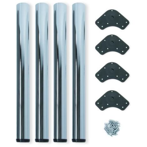 Emuca 2034511 Lot de 4 pieds de table, diamètre 60mm, H 710mm, Acier, Chromé