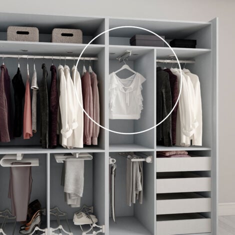 Emuca Porte-vêtements extractible Self pour armoire, 450, Peint en aluminium, Acier et Plastique