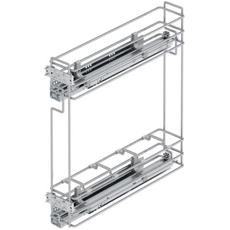 Emuca 8977611 Porte bouteilles extractible Suprastar avec fermeture amortie, module 200mm, acier, chromé
