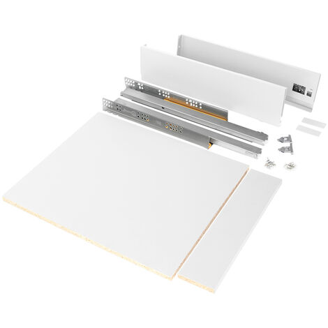 Emuca – Kit de tiroirs Vertex pour cuisine ou salle de bains – Hauteur 93mm – Module 450mm – Panneaux inclus – Peint en blanc