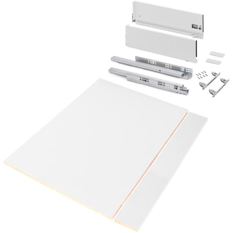 Emuca – Kit de tiroirs 900mm pour cuisine et salle de bain – Hauteur 178mm – Panneaux inclus – Charge max 40kg – Réglages 3D – Acier peint blanc