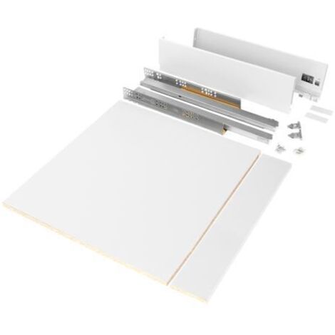 Emuca – Kit tiroirs cuisine/salle de bain 93mm – Réglages 3D – Coulisses à fermeture amortie – Charge max 40kg – Panneaux inclus 600mm