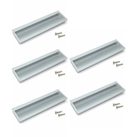 Emuca Lot de 5 poignées pour meubles Alfafar, L190mm, entraxe 160mm, Aluminium, Anodisé mat (1/5)