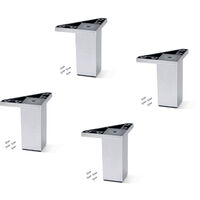 Emuca Lot de 4 pieds pour meuble Alumix 1, hauteur 100mm, Plastique, chromé