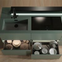 Emuca Tiroir extérieur Vertex avec réglages 3D hauteur 242mm, 60kg, profondeur 450mm, acier, Peint aluminium