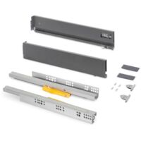 Emuca Tiroir extérieur Vertex Push Synchro avec réglages 3D, hauteur 93mm, 40kg, profondeur 350mm, Acier, Gris antracite