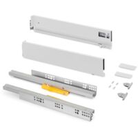 Emuca Tiroir extérieur Vertex Push Synchro avec réglages 3D, hauteur 93mm , 40kg, profondeur 350mm, Acier, Peint en blanc