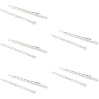 Emuca – Lot de 5 coulisses de tiroir T30 – Acier blanc RAL 9001 – Charge max 20 kg – Système de fermeture amortie – Longueur 500 mm