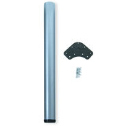 Emuca Pied de table, diamètre 60mm, H 870mm, Acier, Peint en aluminium