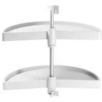 Emuca – Plateau pivotant demi-lune 650mm – Pour module de 800mm – Capacité 20kg par plateau – Plastique recyclable et aluminium anodisé