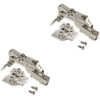 Emuca – Lot de 2 charnières coudées X91 – Ouverture 165º – Piston amortisseur pour fermeture douce – Embases Euro – Acier nickelé