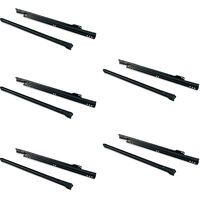 Emuca – Lot de 5 coulisses de tiroir T30 – Sortie partielle – Longueur 300mm – Acier peint noir RAL 9005 – Charge max 20kg