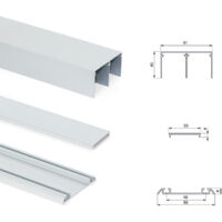 Emuca – Kit de quincaillerie pour placard 2 portes coulissantes – Système anti-déraillement – Charge max 30 kg par porte – Rail 2,35m anodisé mat