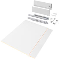 Emuca – Kit de tiroirs cuisine/salle de bain Vertex – Réglages 3D – Hauteur 178mm – Charge 40kg – Panneaux inclus – Module 900mm – Acier peint blanc