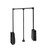 Emuca – Penderie rabattable télescopique 450-600mm – Acier noir – Charge max 12kg – Accès facile pour armoires à portes à charnières