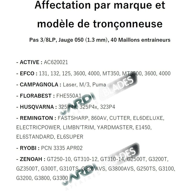 LASER Chaîne de Tronçonneuse 3/8-050 68 maillons-guides