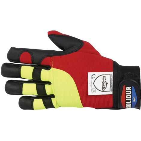 Jardiaffaires – Gants anti-coupure 2 mains pour tronçonneuse – Protection classe 0 (16m/s) – Paume cuir pleine fleur – Tissu polyester robuste taille 11