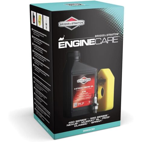 Jardiaffaires – Kit d'entretien moteur Briggs & Stratton – Huile 0.6L – Filtre à air 992352 – Bougie RJ19LM – Compatible séries 450/550/Nexus