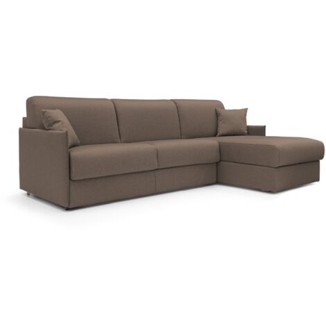 Beliani Divano Letto Angolare In Tessuto | Versione Destra Marrone Scuro, Dimensioni 269x164x84 Cm, Con Chaise Longue - 6