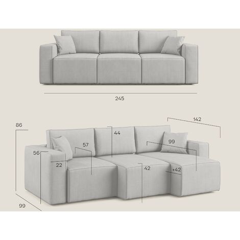 FUSION divano con sedute allungabili smacchiabile
