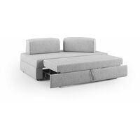 Liberty Divano senza pouf estraibile e schienali movibili in tessuto morbido impermeabile T02 160 cm grigio chiaro