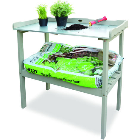 HABAU Pflanztisch mit Arbeitsplatte aus Metall und Ablagefläche, 78 x 38 x 85 cm