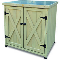 HABAU Gartenschrank ""Laura"" aus Holz, mit Arbeitsplatte, Grau, 80 x 45 x 92 cm