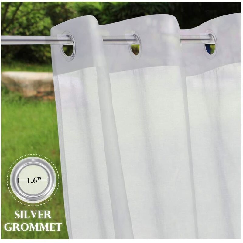 1 Pack LIFONDER Patio Sheer Curtain Panels 54 Inch Width by 84 Inch Length Indoor Outdoor Grommet Waterproof White Sheer Drapes Pergola Shades Porch Blinds for Deck/Gazebo/Cabana 