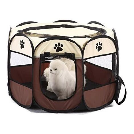 Portable Foldable Pet Playpen/Dog Exercise Pen/Indoor Outdoor Puppy use/Water Resistant Removable Shade Cover/Dogs/Cats/Rabbit 