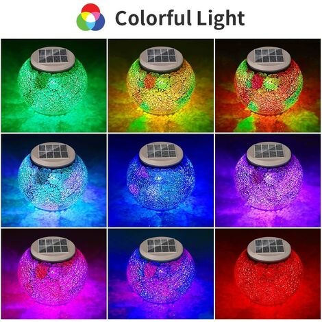 3D Fireworks Mosaic Glass Solar Table Light,WONFAST Waterproof Color Changing Mood Night Lights Solar Outdoor Table Lamp for Bedroom Party Garden Patio Yard Decoration Lighting 